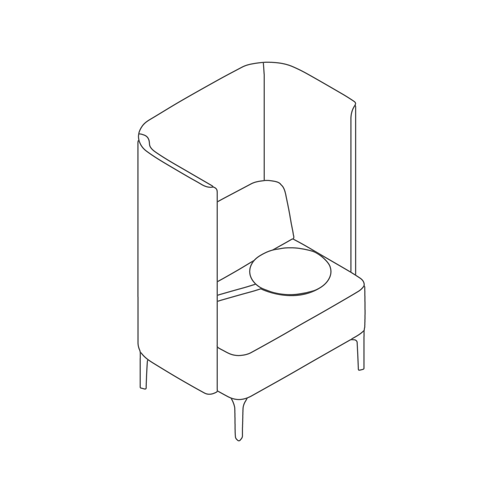 A line drawing - Pullman Chair–4-Leg Base–Tablet Right A line drawing - Pullman Chair–4-Leg Base–Tablet Right