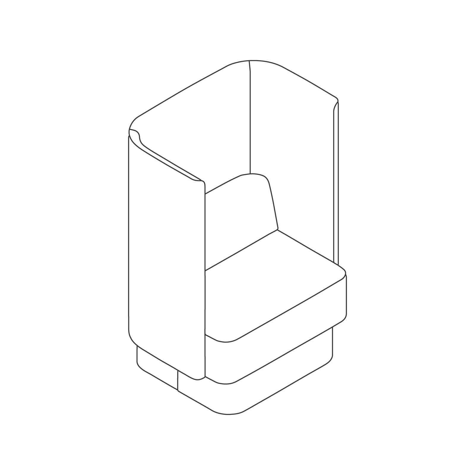 A line drawing - Pullman Chair–Plinth Base A line drawing - Pullman Chair–Plinth Base