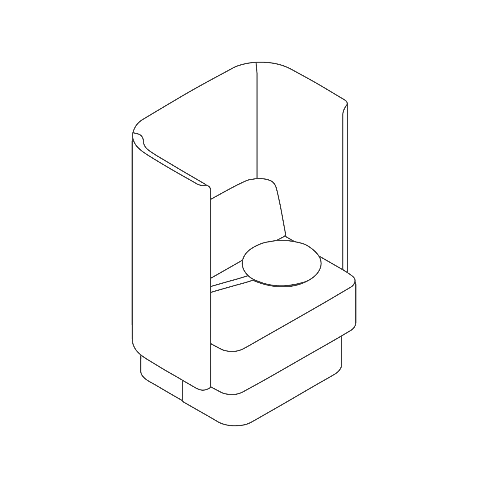 A line drawing - Pullman Chair–Plinth Base–Tablet Right A line drawing - Pullman Chair–Plinth Base–Tablet Right
