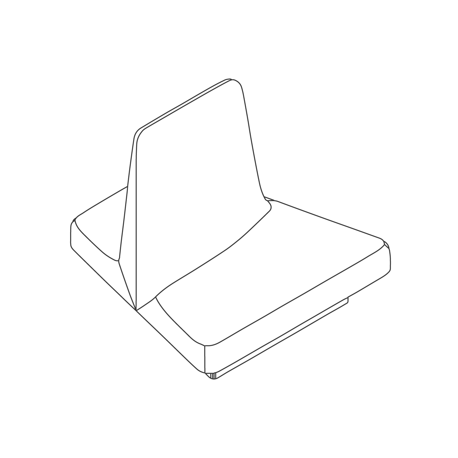 A line drawing of Rhyme Modular Seating–End A. A line drawing of Rhyme Modular Seating–End A.