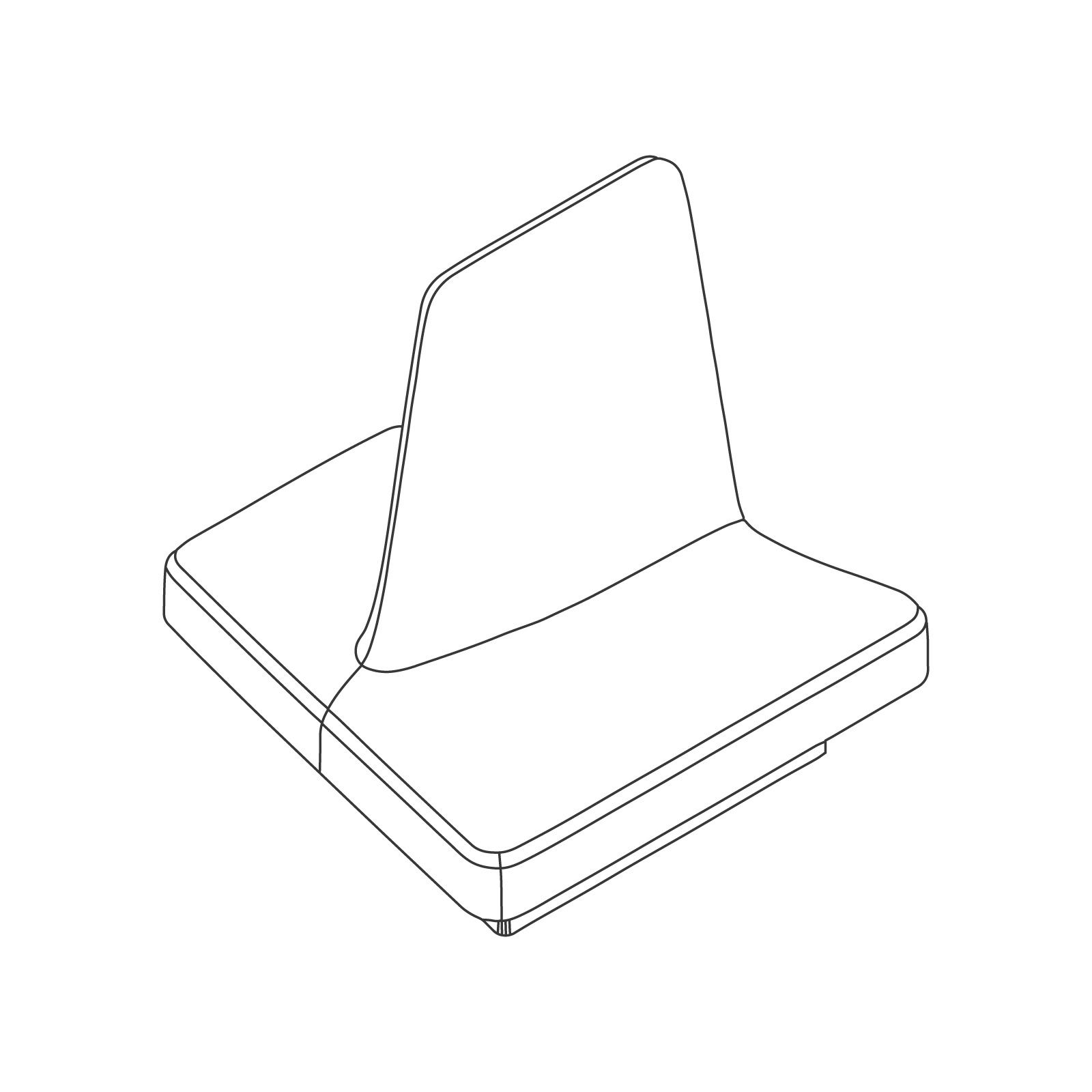 A line drawing of Rhyme Modular Seating–End B. A line drawing of Rhyme Modular Seating–End B.