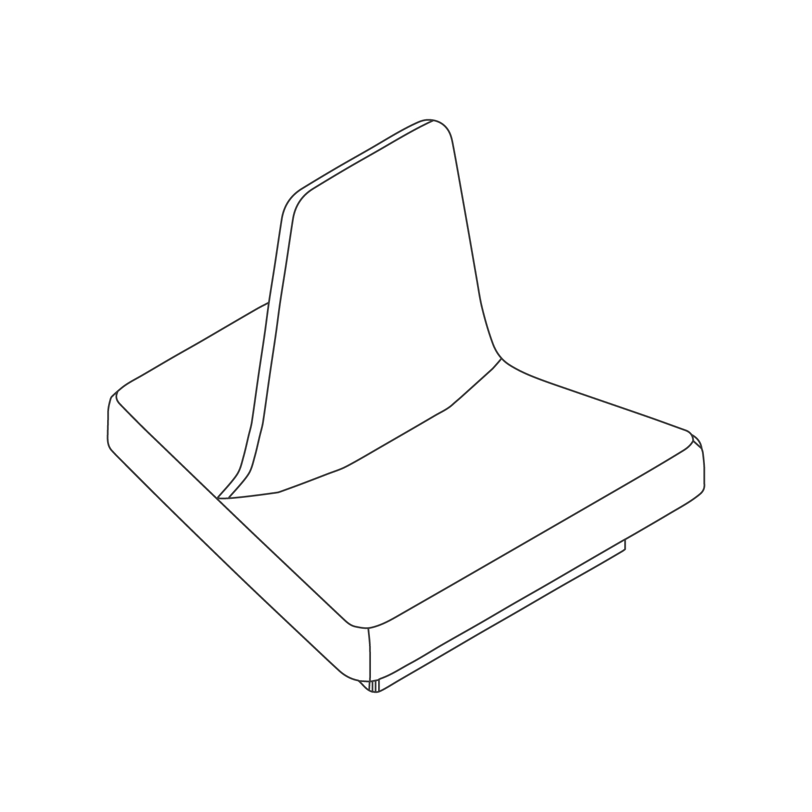 A line drawing of Rhyme Modular Seating–Single. A line drawing of Rhyme Modular Seating–Single.