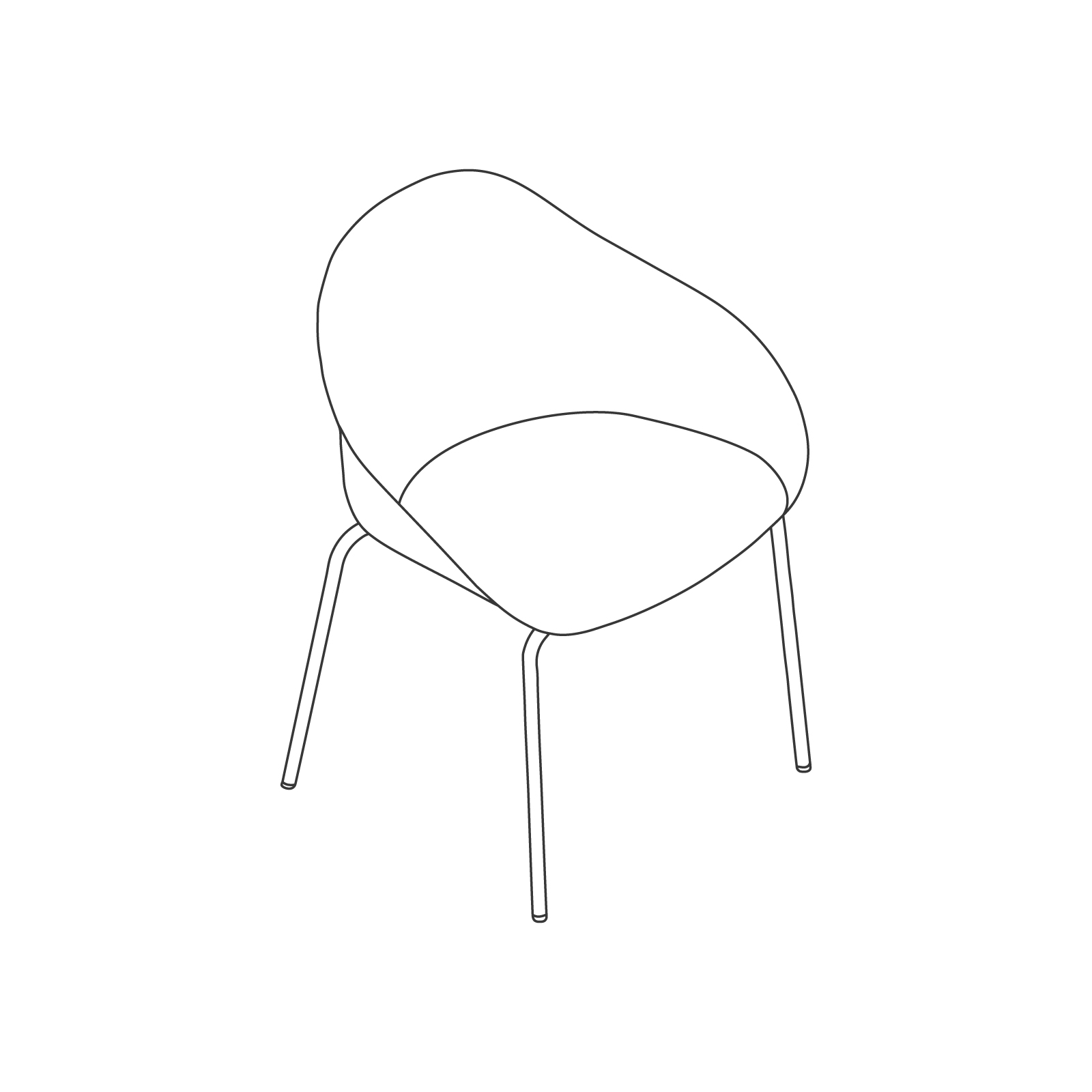 A line drawing - Ruby Side Chair–4-Leg Base A line drawing - Ruby Side Chair–4-Leg Base