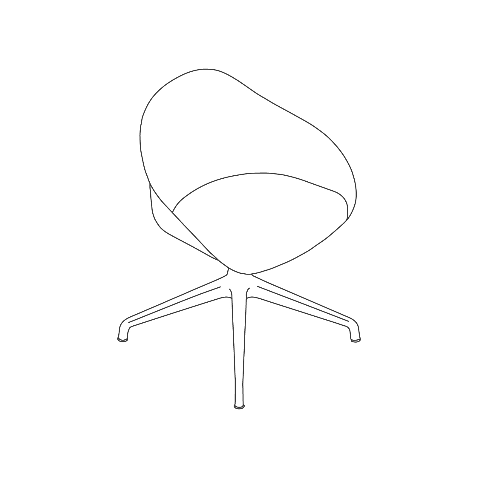 A line drawing - Ruby Side Chair–4-Star Base A line drawing - Ruby Side Chair–4-Star Base