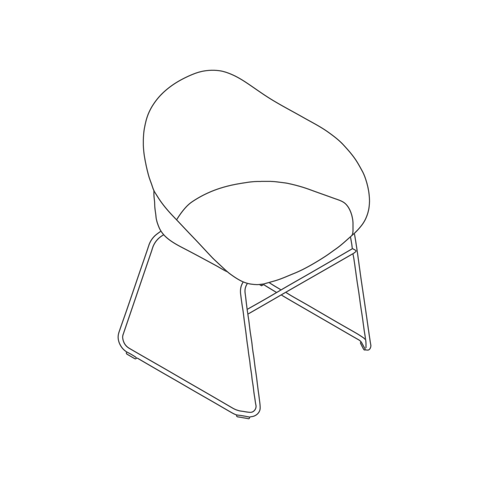 A line drawing - Ruby Side Chair–Sled Base A line drawing - Ruby Side Chair–Sled Base