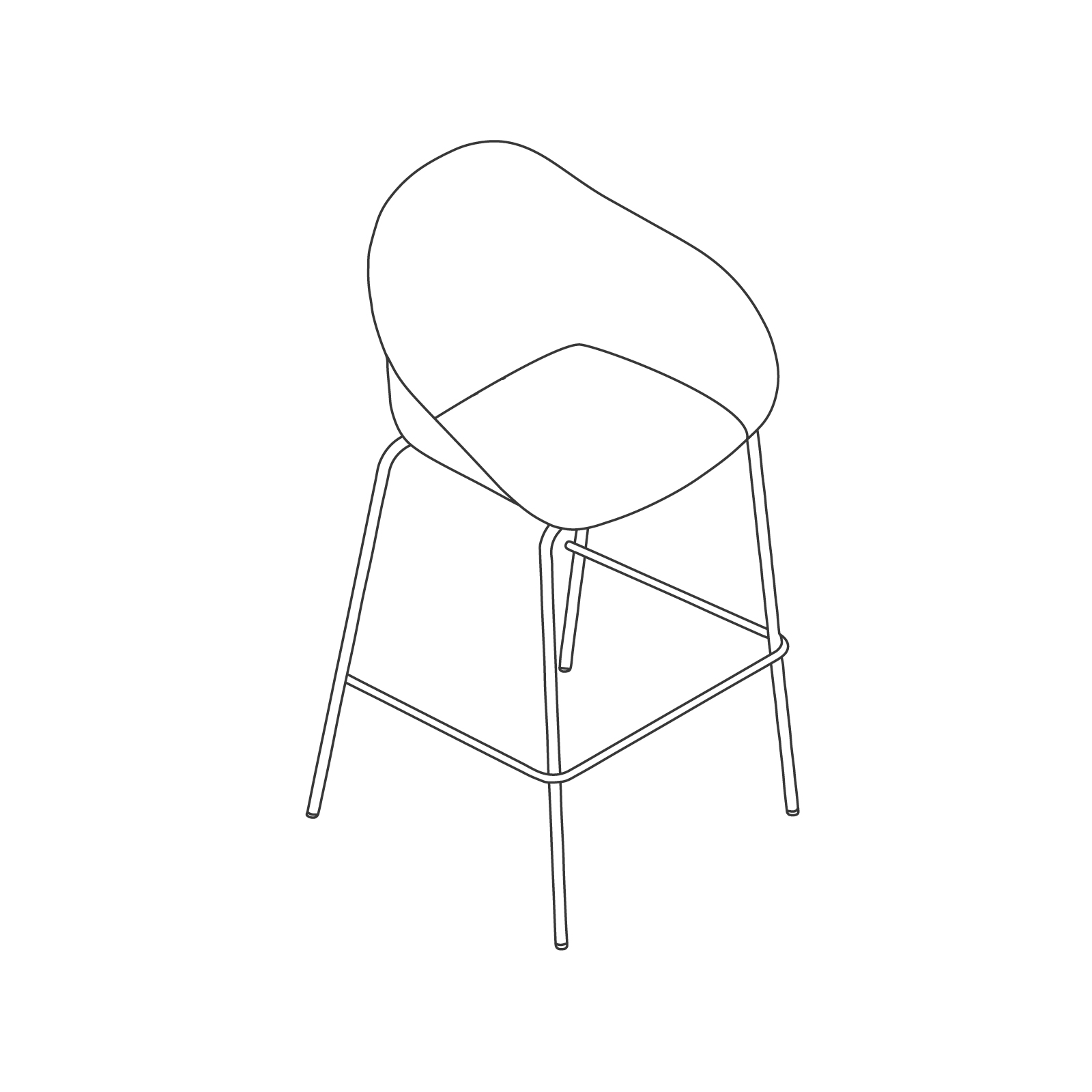 A line drawing - Ruby Stool–Bar Height–4-Leg Base A line drawing - Ruby Stool–Bar Height–4-Leg Base