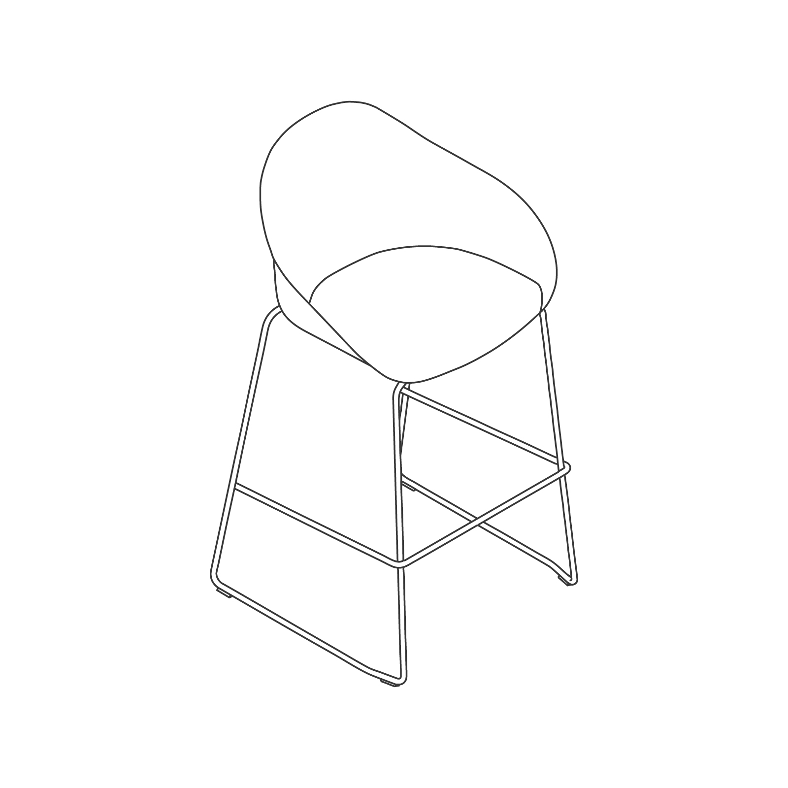 A line drawing - Ruby Stool–Bar Height–Sled Base A line drawing - Ruby Stool–Bar Height–Sled Base