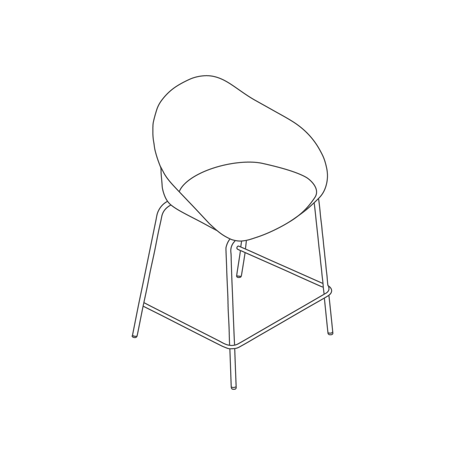 A line drawing - Ruby Stool–Counter Height–4-Leg Base A line drawing - Ruby Stool–Counter Height–4-Leg Base