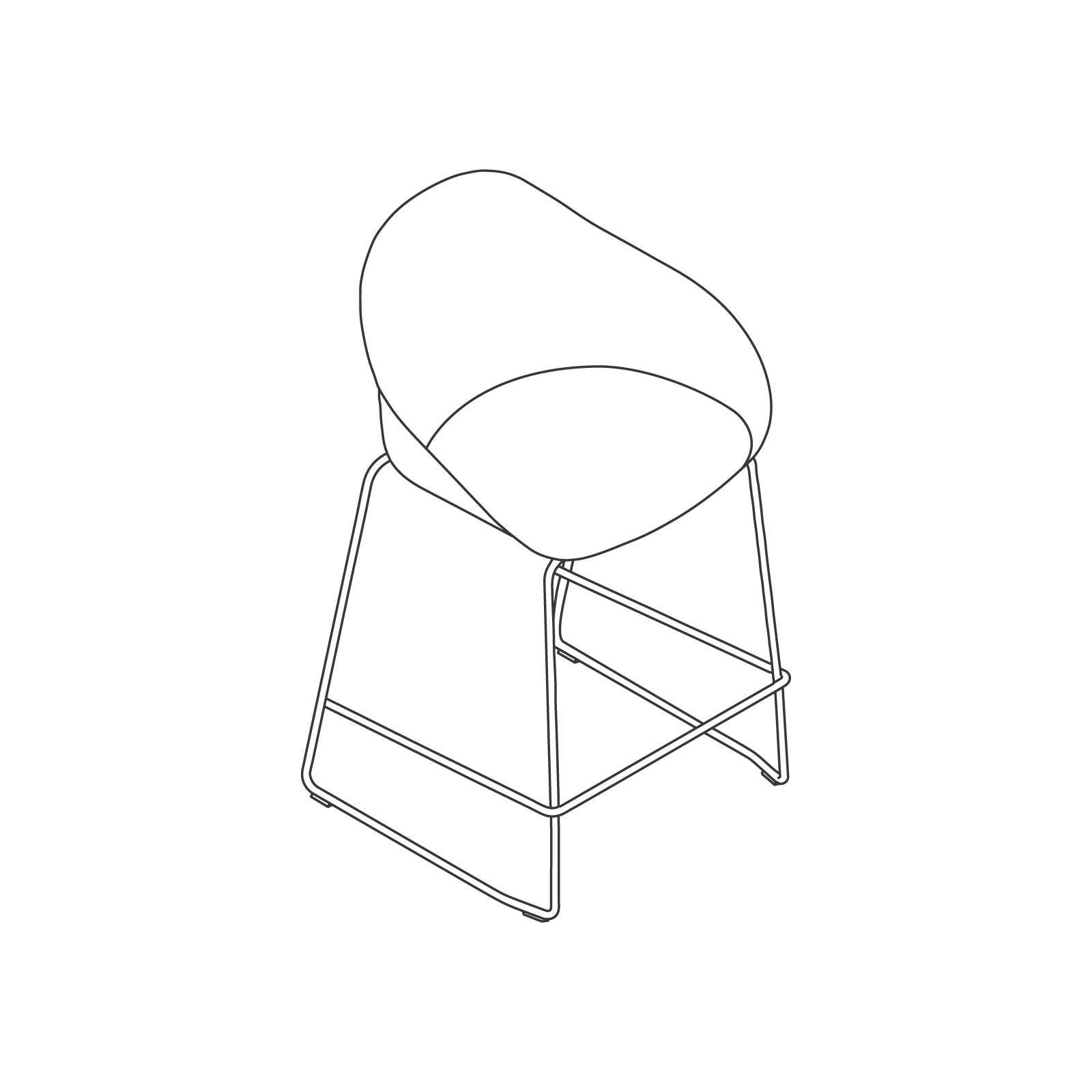 A line drawing - Ruby Stool–Counter Height–Sled Base A line drawing - Ruby Stool–Counter Height–Sled Base