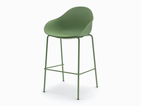 Three-quarter view of a green Ruby Stool with matching bar-height sled base. Three-quarter view of a green Ruby Stool with matching bar-height sled base.