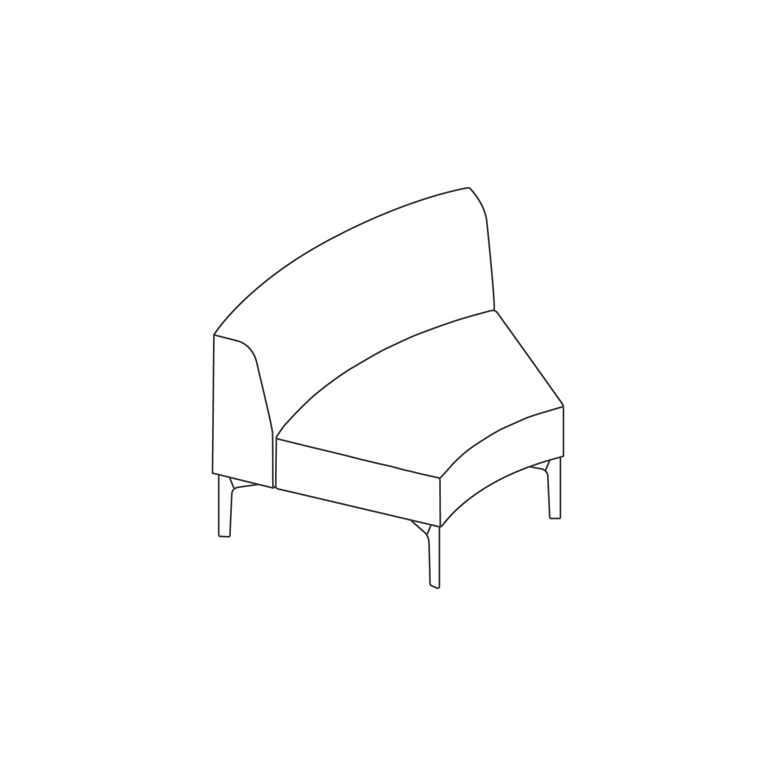 A line drawing - Symbol Modular Seating–45-Degree Curve A line drawing - Symbol Modular Seating–45-Degree Curve