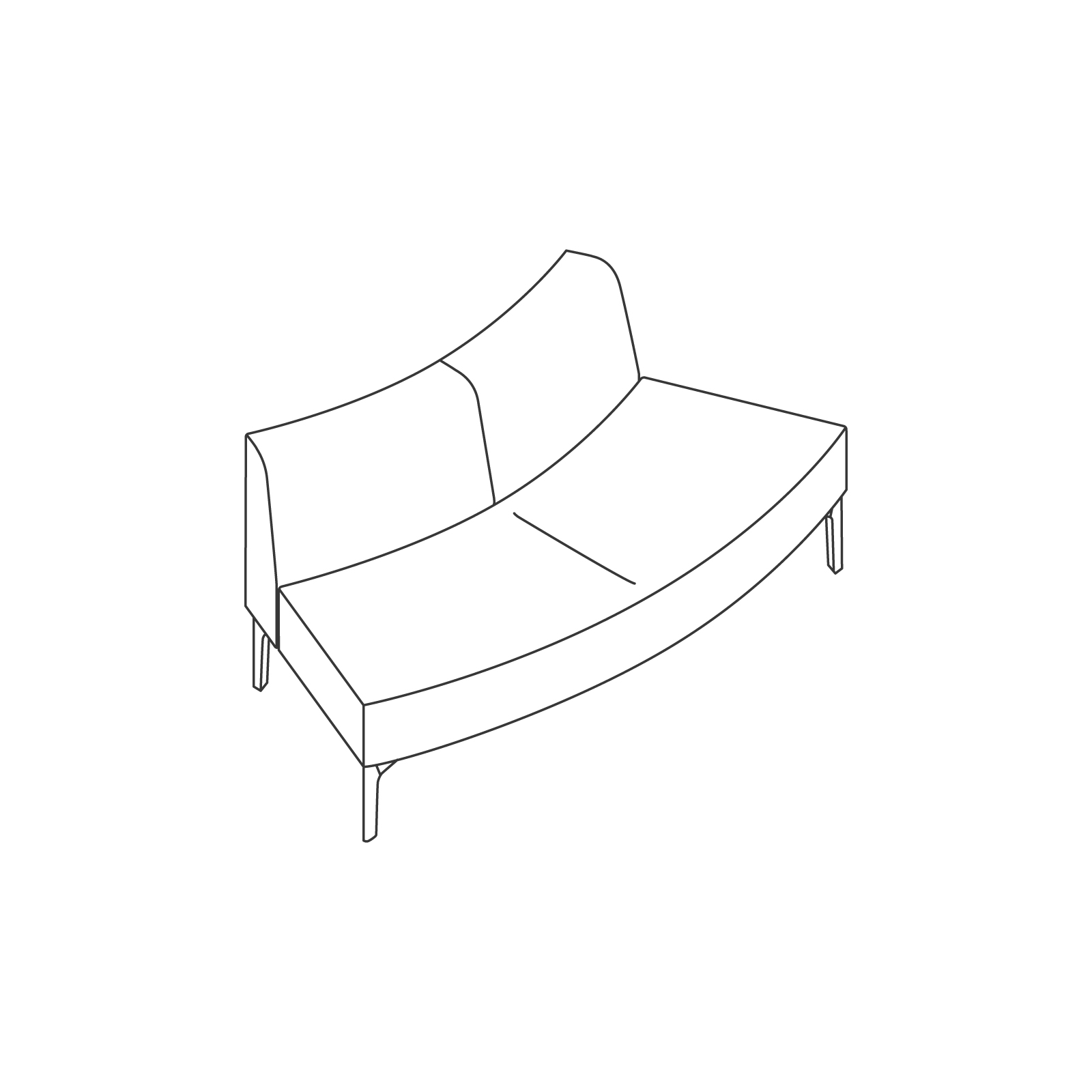 A line drawing - Symbol Modular Seating–45-Degree External Curve A line drawing - Symbol Modular Seating–45-Degree External Curve