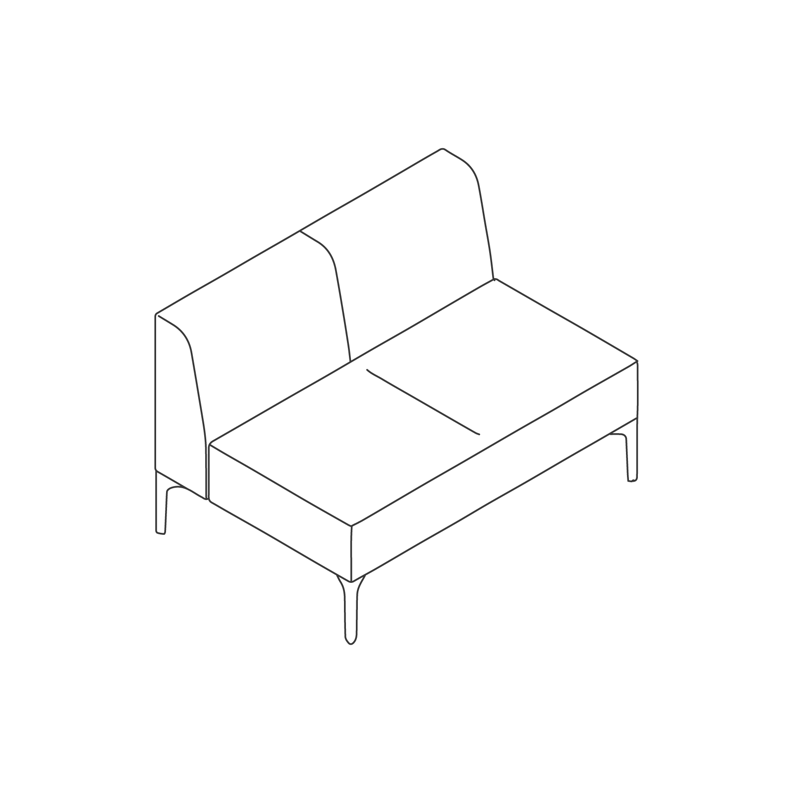 A line drawing - Symbol Modular Seating–Armless–2 Seat A line drawing - Symbol Modular Seating–Armless–2 Seat
