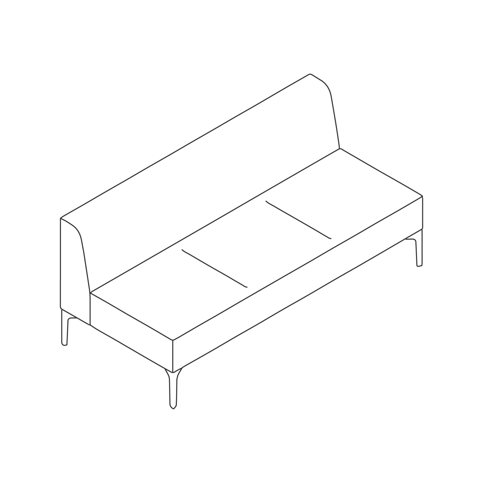 A line drawing - Symbol Modular Seating–Armless–3 Seat A line drawing - Symbol Modular Seating–Armless–3 Seat