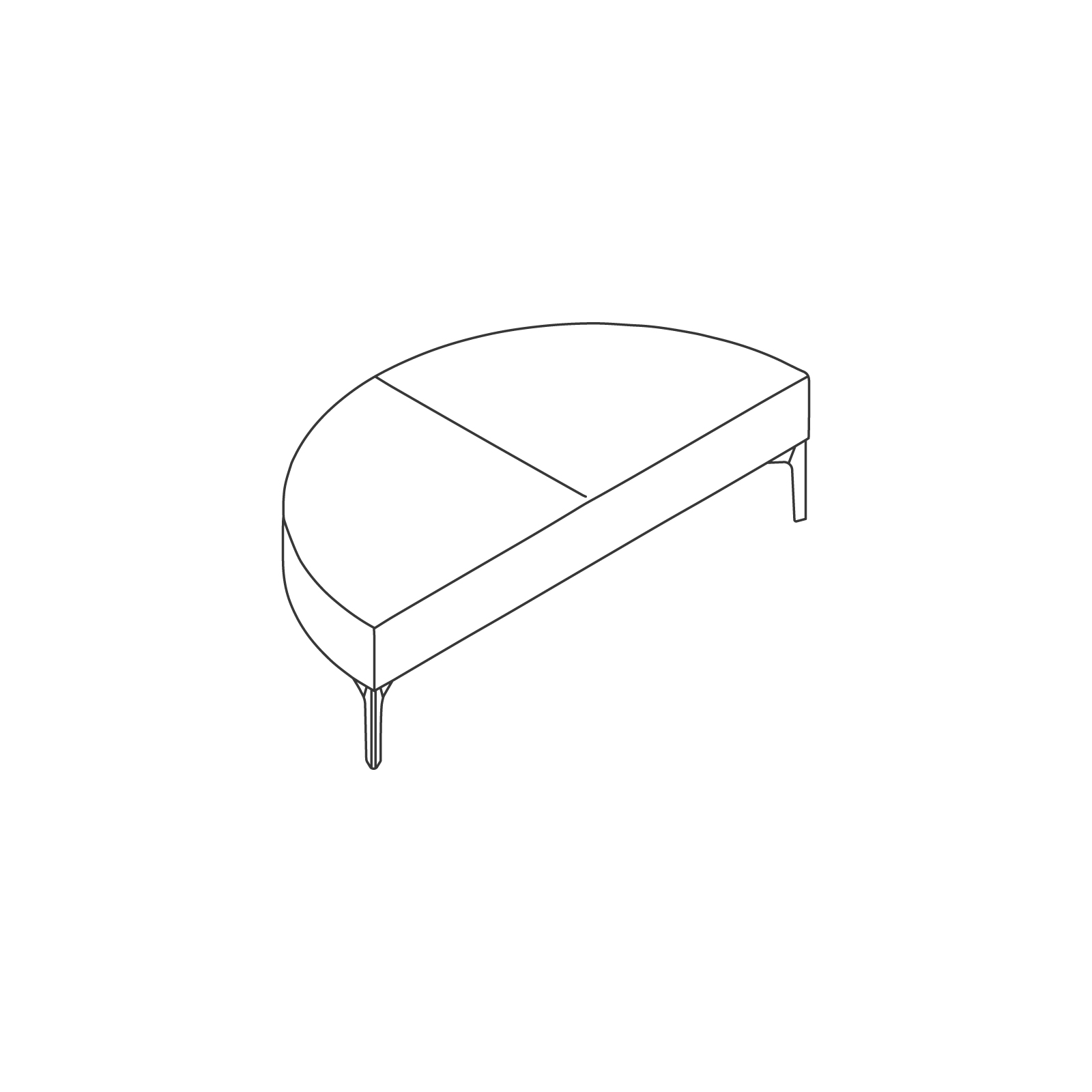 A line drawing - Symbol Modular Seating–Bench–180-Degree External Curve A line drawing - Symbol Modular Seating–Bench–180-Degree External Curve