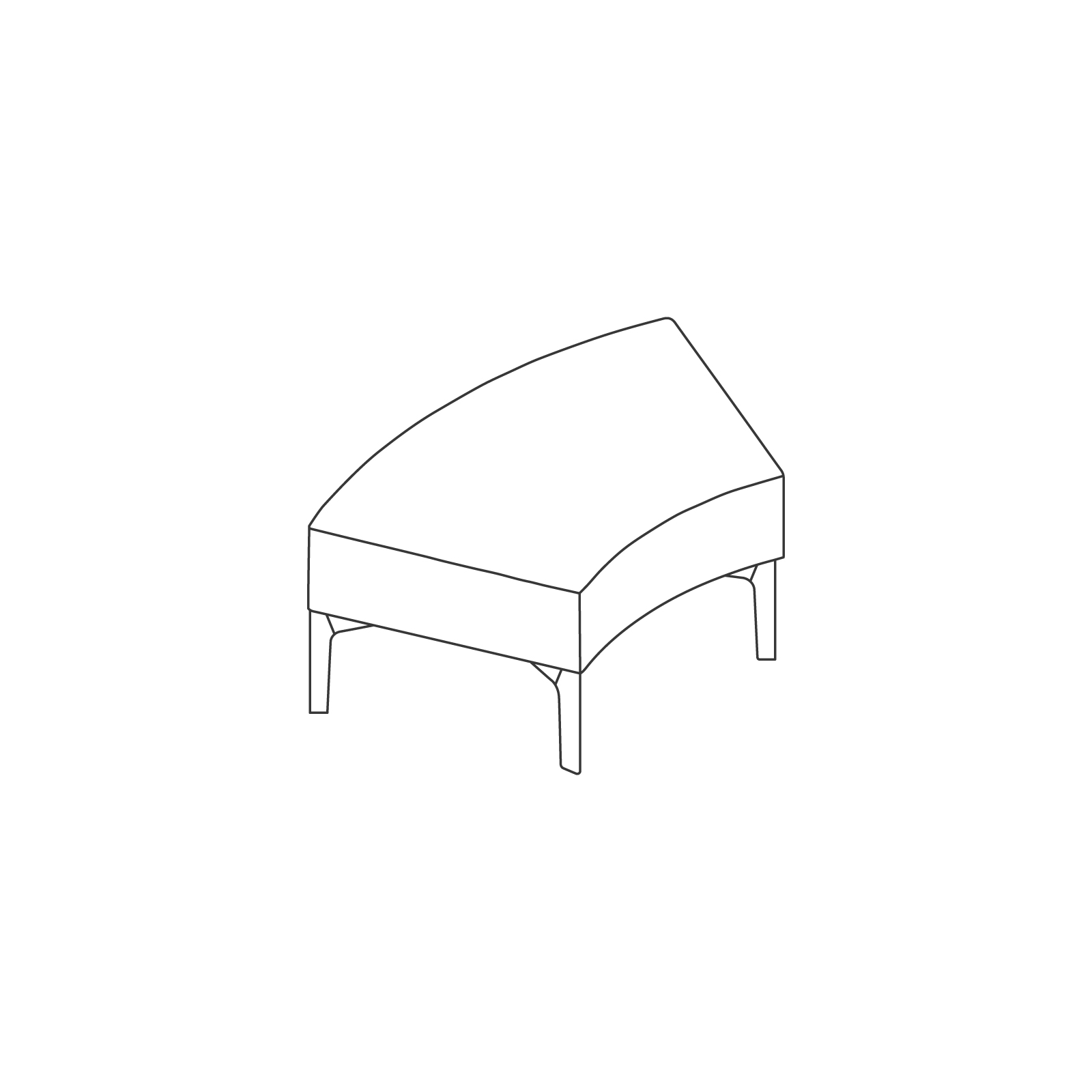 A line drawing - Symbol Modular Seating–Bench–45-Degree Curve A line drawing - Symbol Modular Seating–Bench–45-Degree Curve
