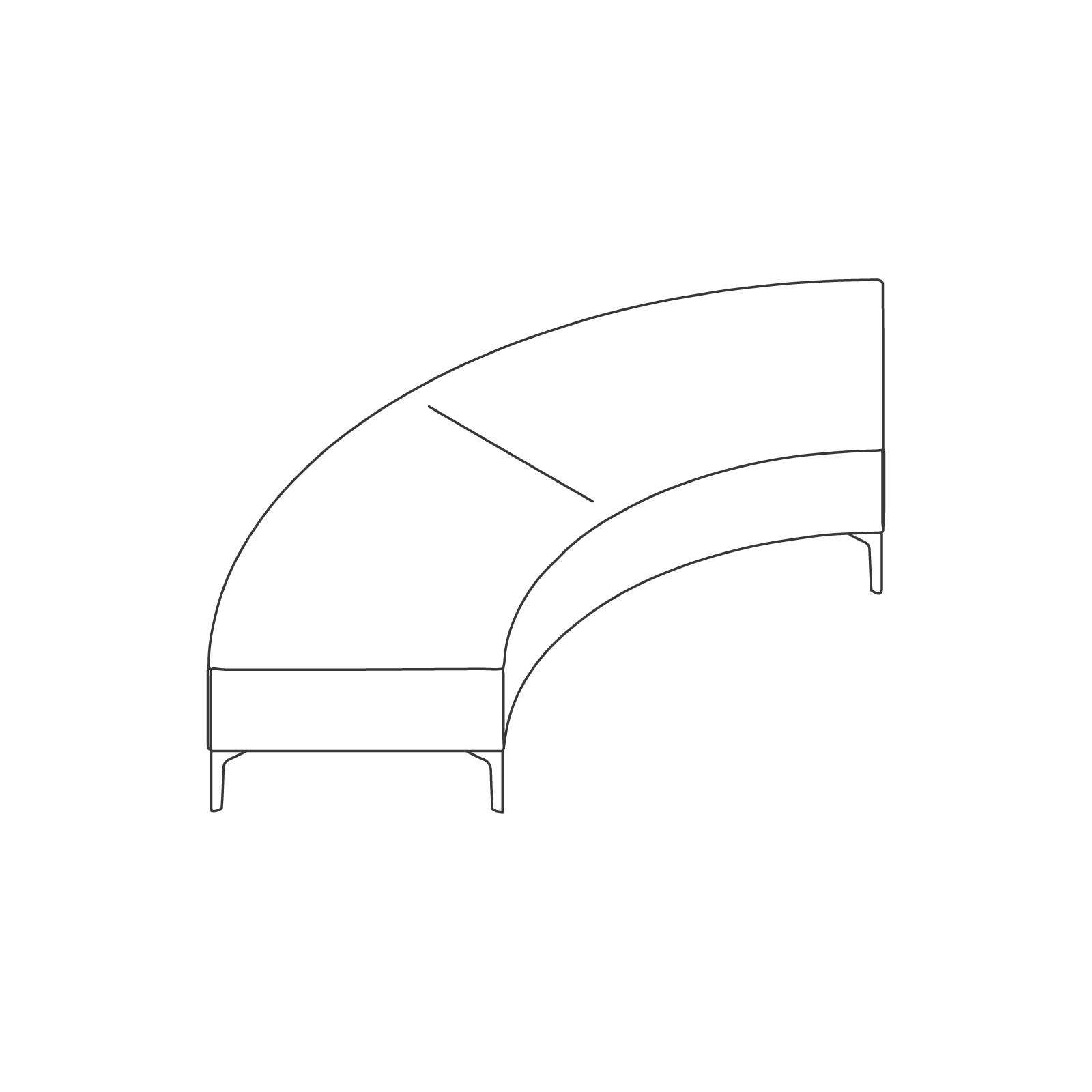 A line drawing - Symbol Modular Seating–Bench–90-Degree Curve A line drawing - Symbol Modular Seating–Bench–90-Degree Curve