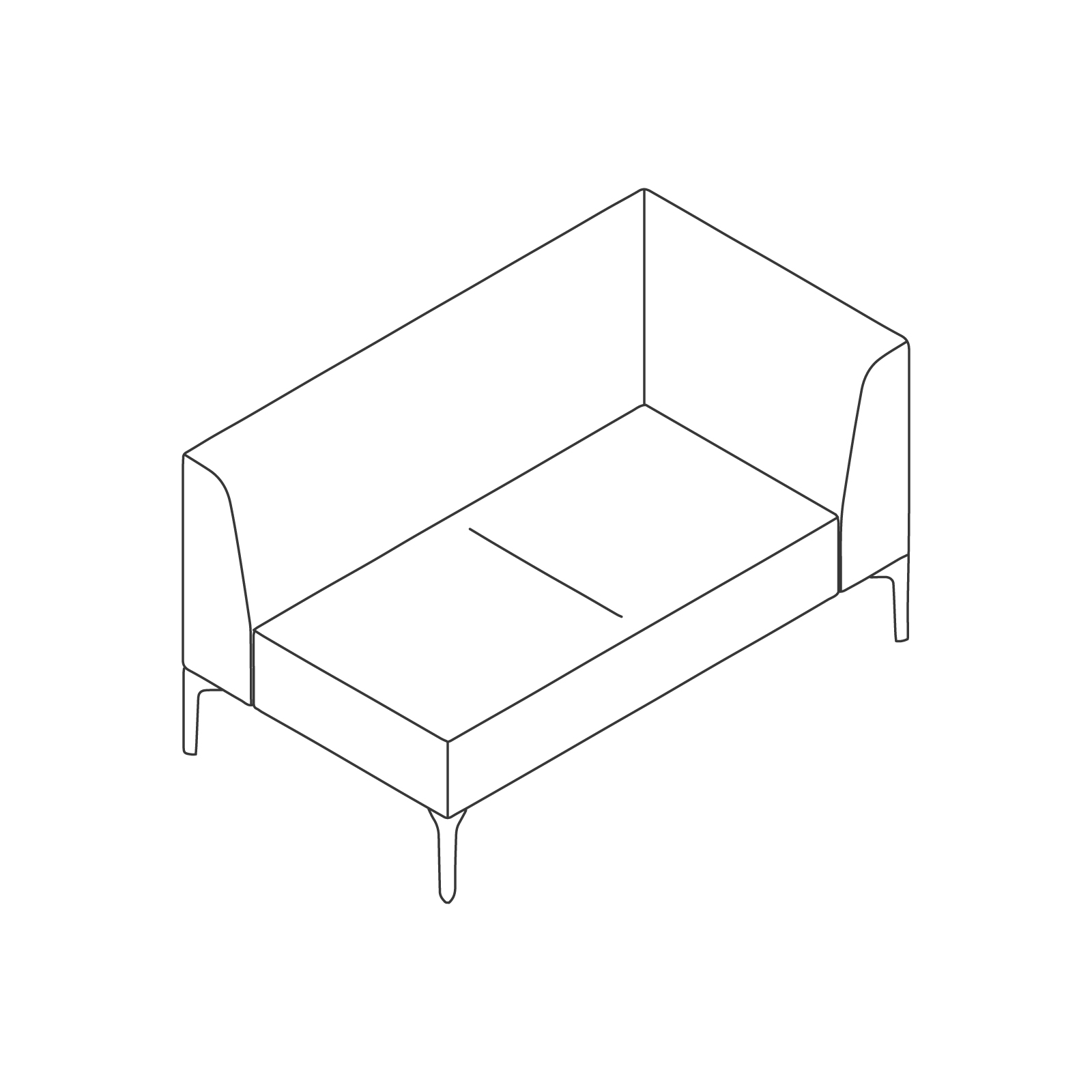 A line drawing - Symbol Modular Seating–Left Arm–2 Seat A line drawing - Symbol Modular Seating–Left Arm–2 Seat