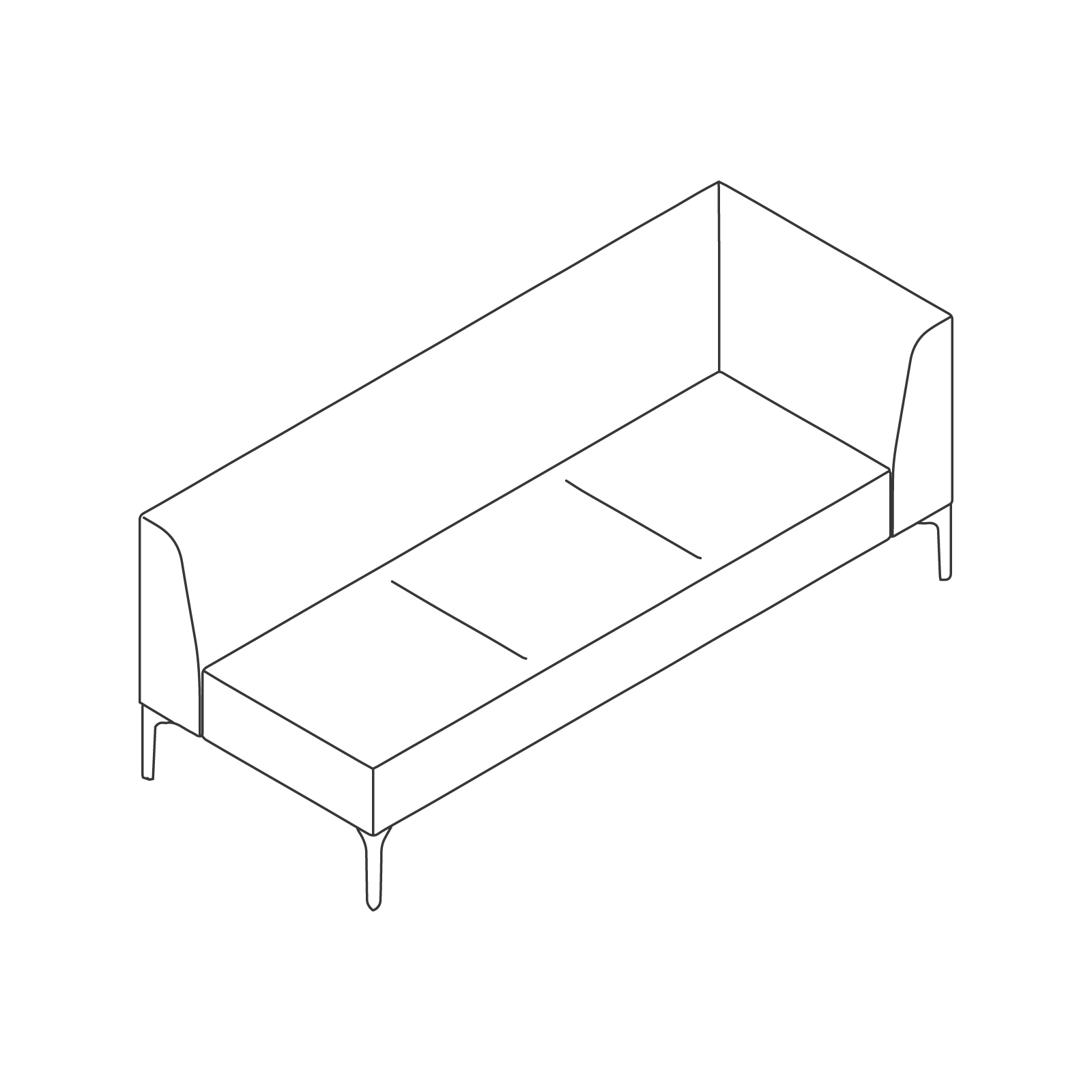 A line drawing - Symbol Modular Seating–Left Arm–3 Seat A line drawing - Symbol Modular Seating–Left Arm–3 Seat