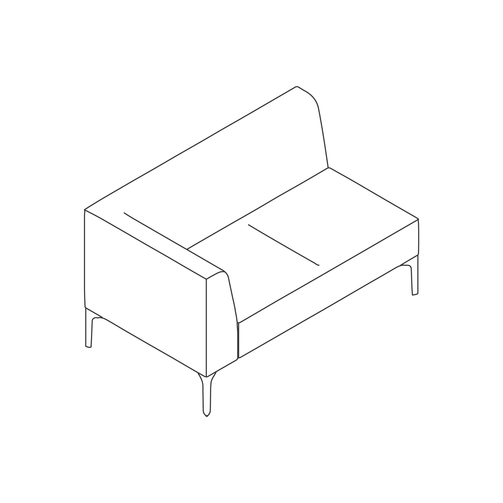 A line drawing - Symbol Modular Seating–Right Arm–2 Seat A line drawing - Symbol Modular Seating–Right Arm–2 Seat