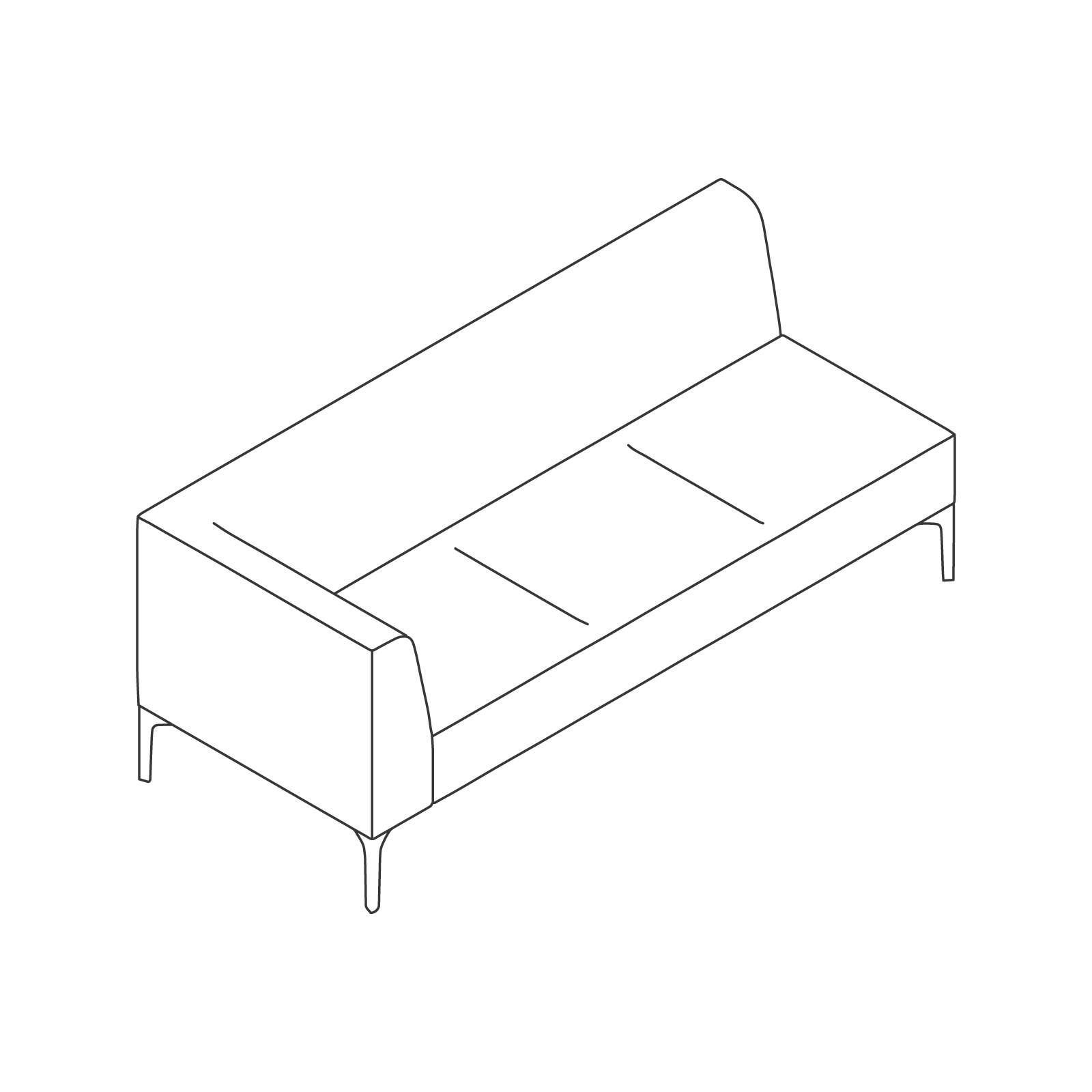 A line drawing - Symbol Modular Seating–Right Arm–3 Seat A line drawing - Symbol Modular Seating–Right Arm–3 Seat