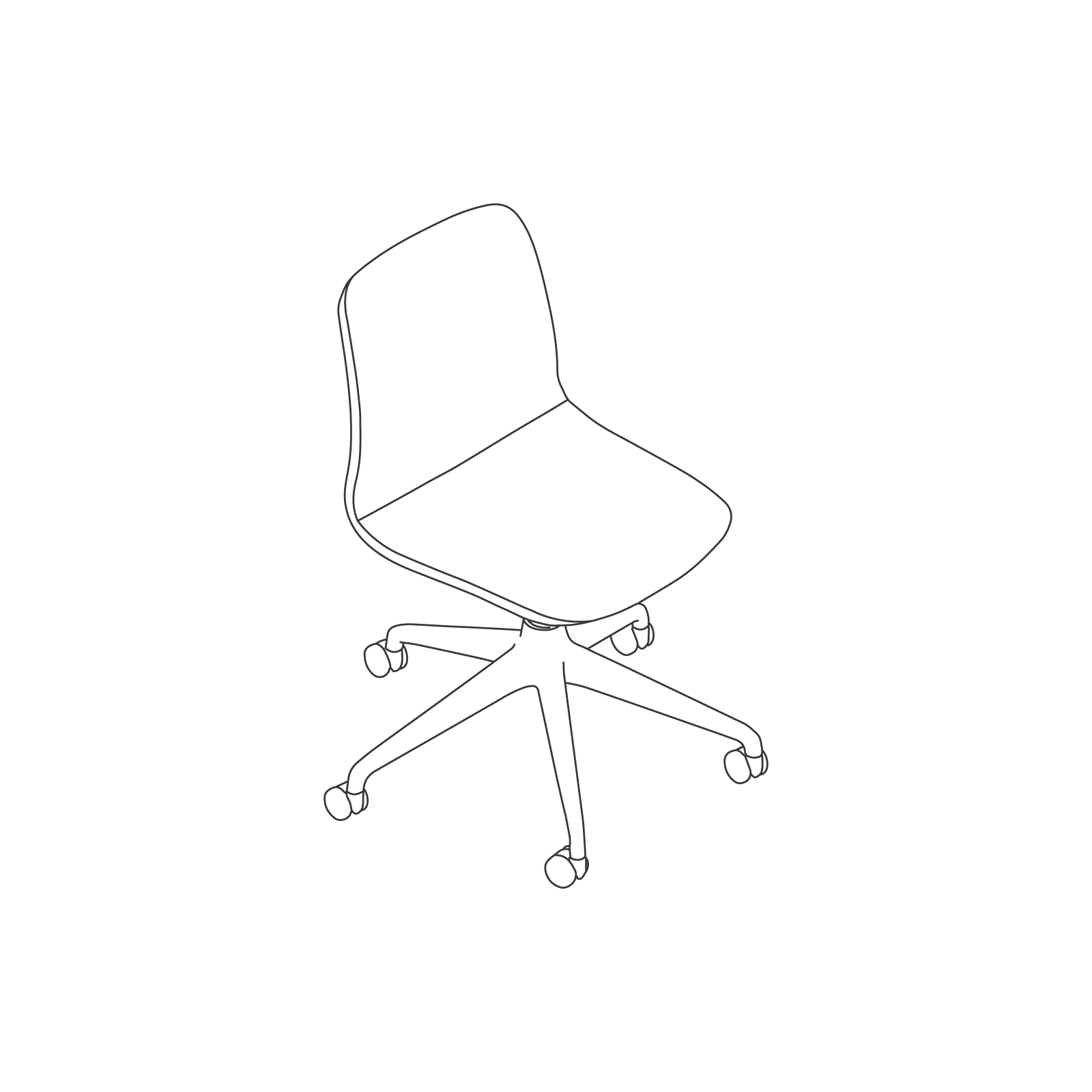 A line drawing of Viv Chair–Armless 5-Star Caster Base. A line drawing of Viv Chair–Armless 5-Star Caster Base.