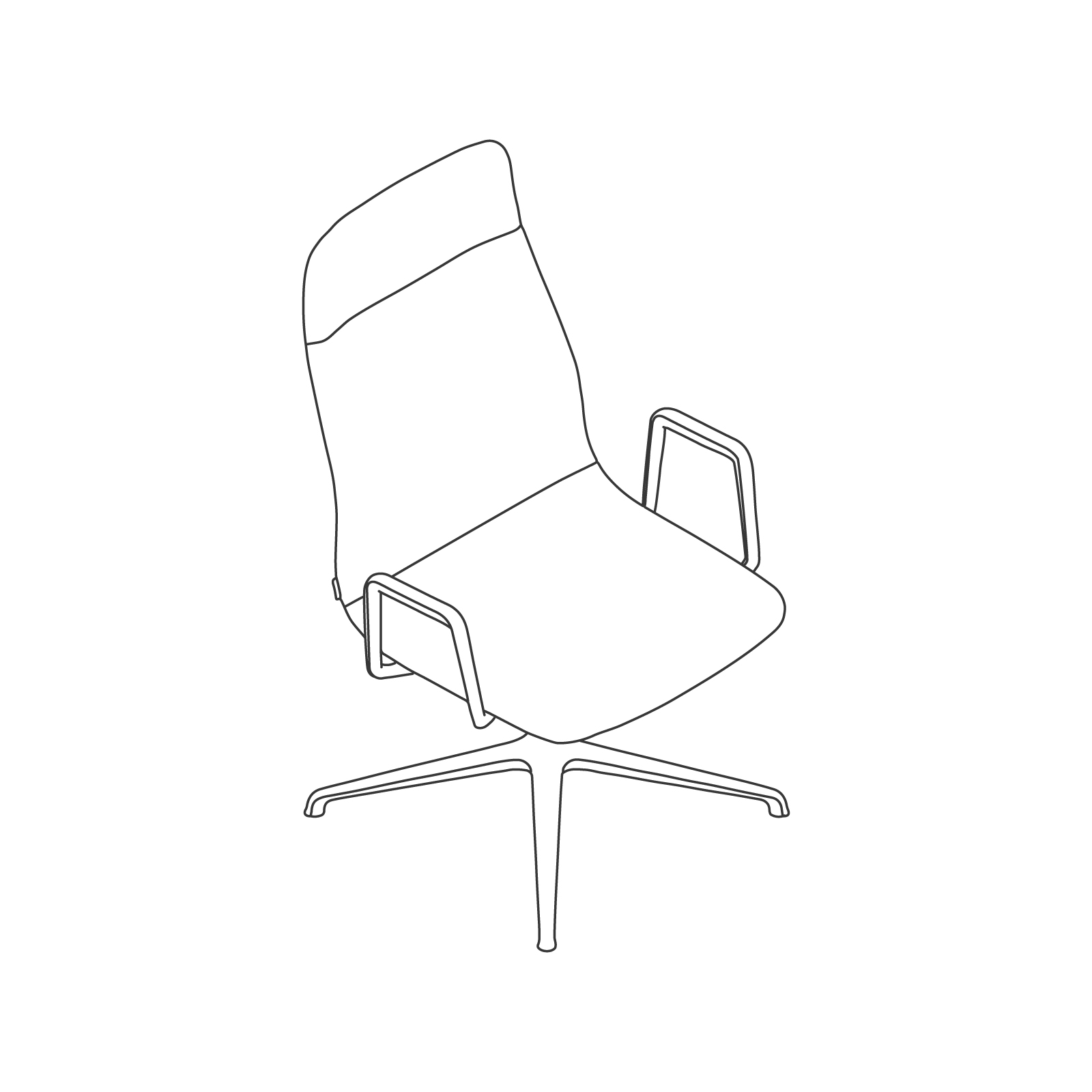 A line drawing - Viv High-Back Side Chair–With Arms–4-Star Swivel Base A line drawing - Viv High-Back Side Chair–With Arms–4-Star Swivel Base