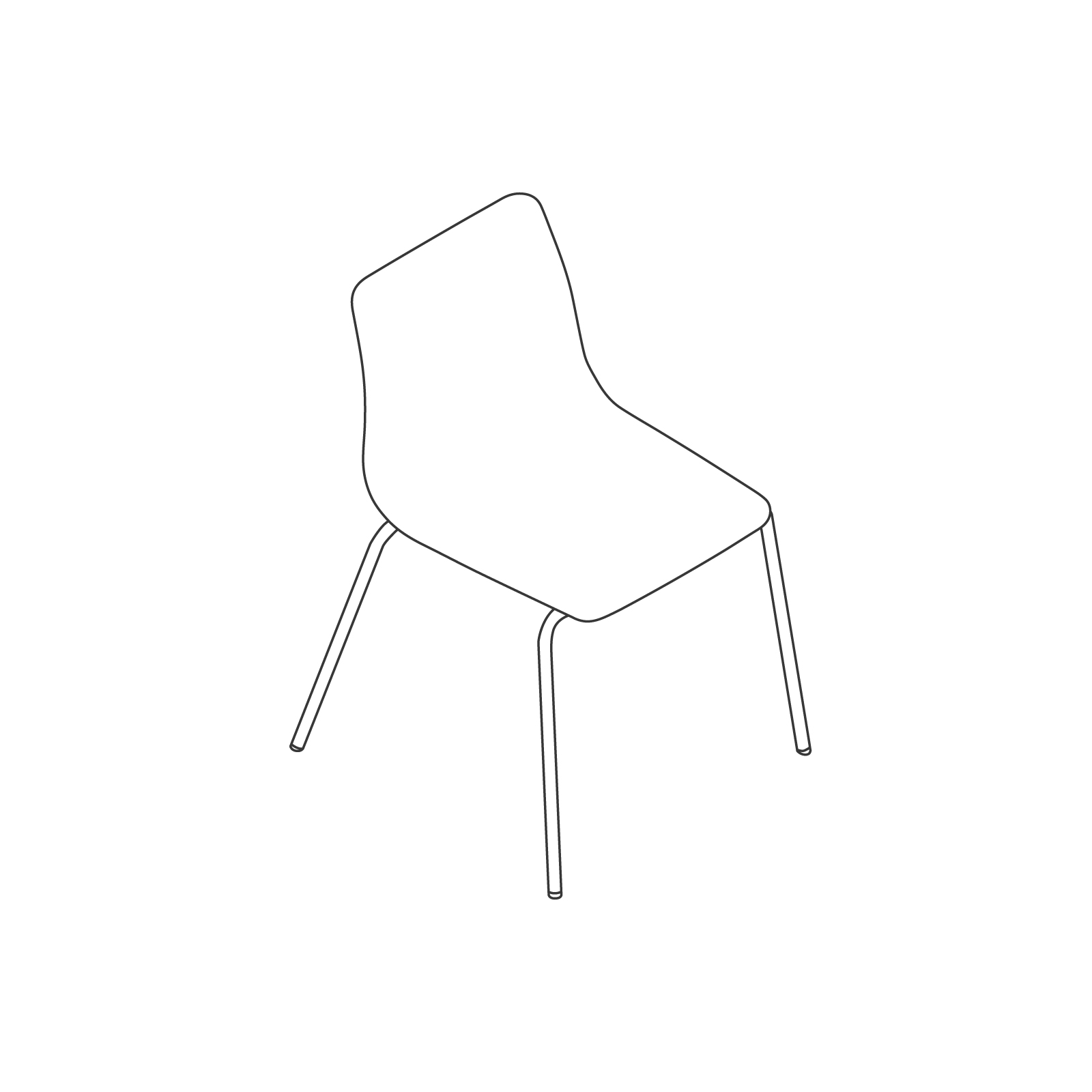 A line drawing - Viv Side Chair–Armless–4-Leg Base A line drawing - Viv Side Chair–Armless–4-Leg Base
