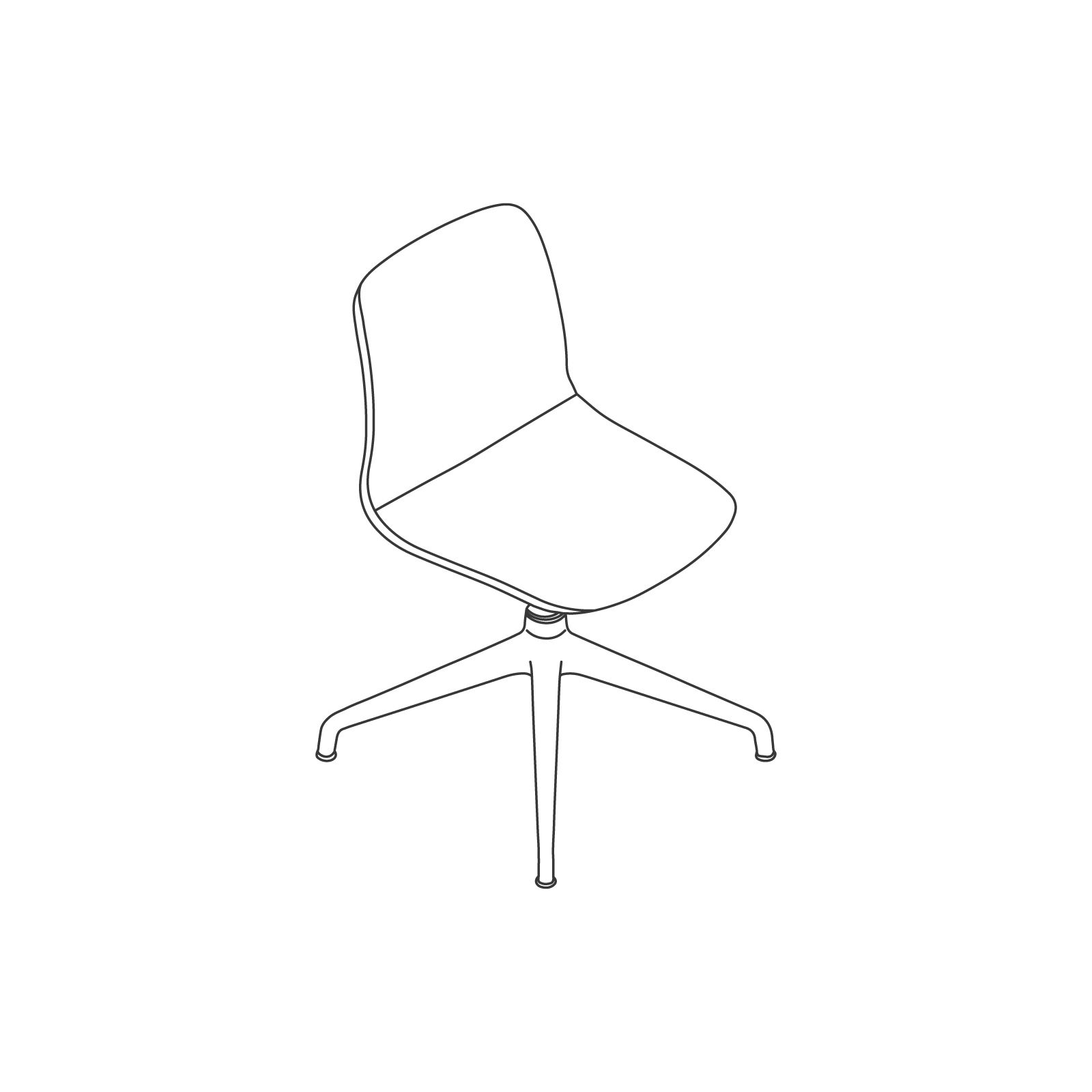 A line drawing of Viv Side Chair–Armless 4-Star Swivel Base. A line drawing of Viv Side Chair–Armless 4-Star Swivel Base.