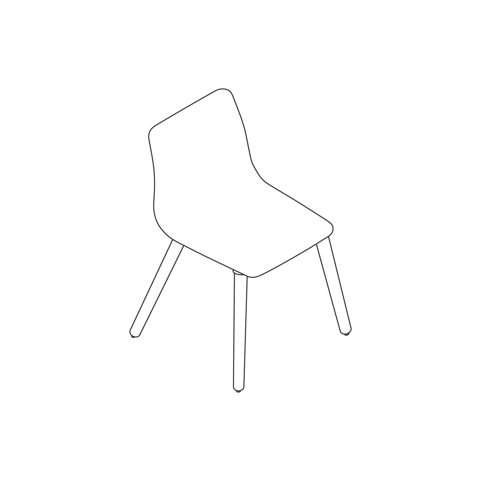 A line drawing - Viv Side Chair–Armless–Dowel Base A line drawing - Viv Side Chair–Armless–Dowel Base