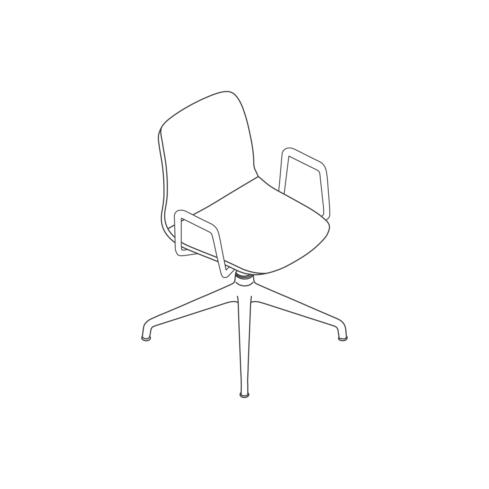 A line drawing of Viv Chair–With Arms 4-Star Swivel Base. A line drawing of Viv Chair–With Arms 4-Star Swivel Base.