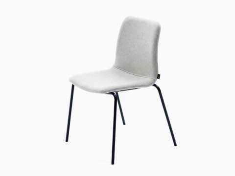 Viv Side Chair upholstered in pale gray fabric with black 4 leg base. Viv Side Chair upholstered in pale gray fabric with black 4 leg base.