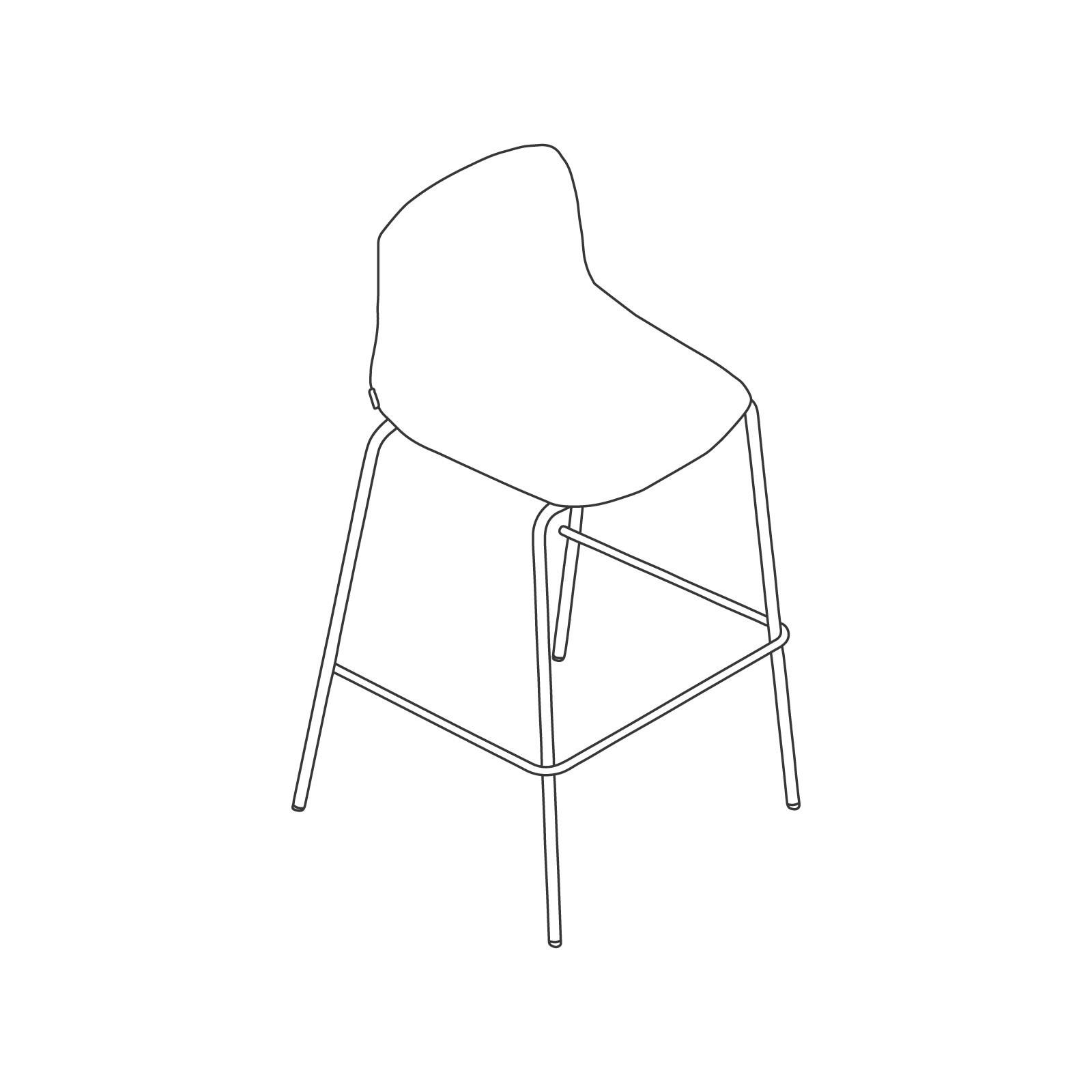 A line drawing - Viv Stool–Bar Height–4-Leg Base A line drawing - Viv Stool–Bar Height–4-Leg Base