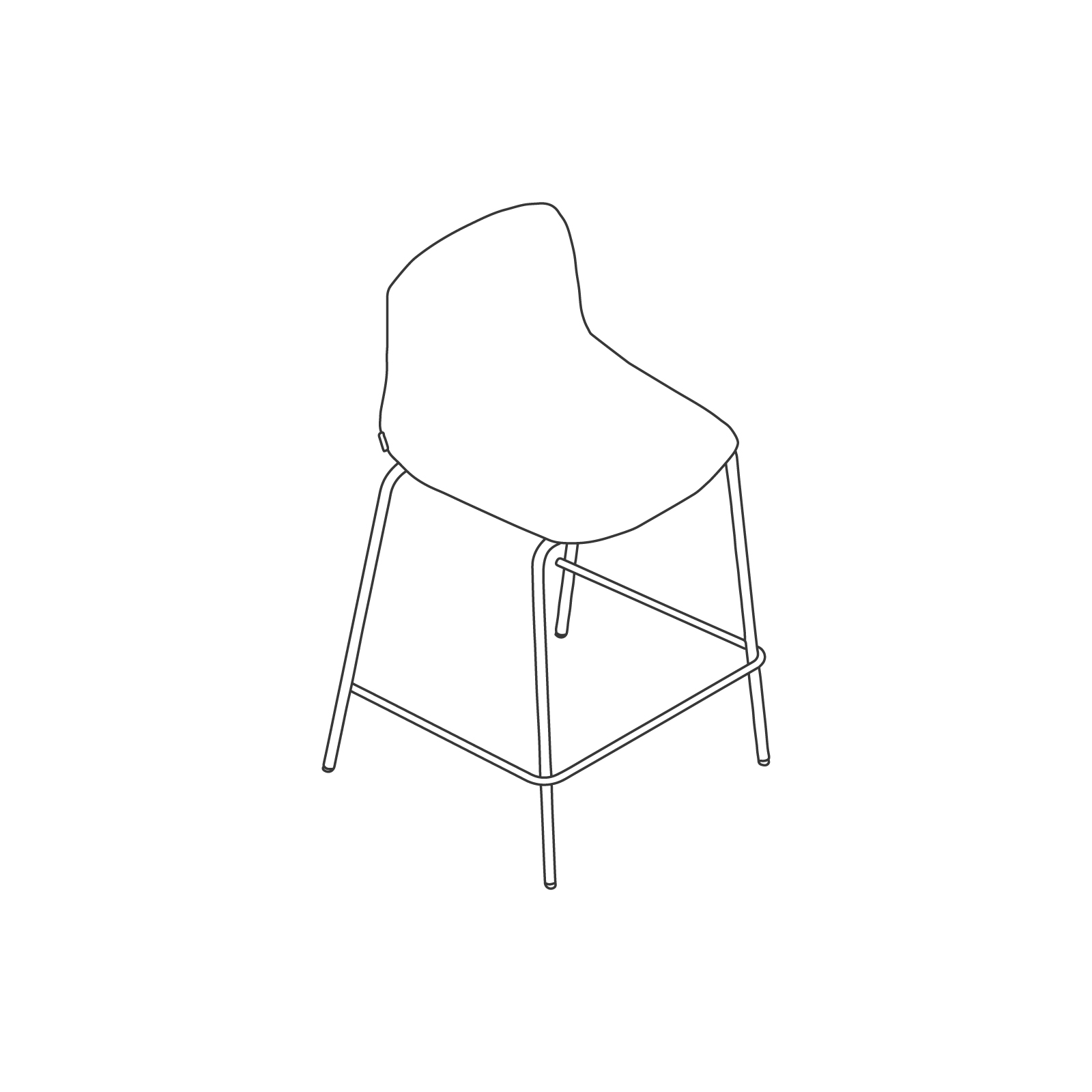 A line drawing - Viv Stool–Counter Height–4-Leg Base A line drawing - Viv Stool–Counter Height–4-Leg Base