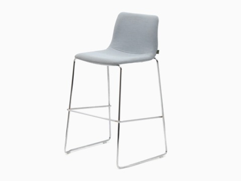 A gray NaughtOne Viv Stool with a metal base, viewed at an angle. A gray NaughtOne Viv Stool with a metal base, viewed at an angle.