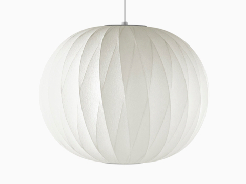 A white hanging Nelson Ball CrissCross Bubble Pendant lamp. A white hanging Nelson Ball CrissCross Bubble Pendant lamp.