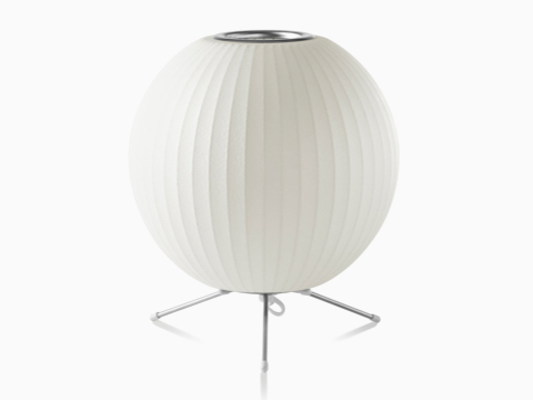 A white Nelson Ball Tripod Lamp. A white Nelson Ball Tripod Lamp.