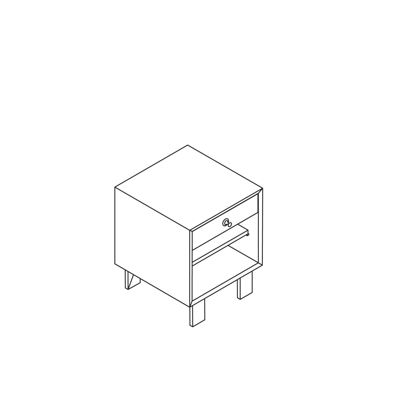 A line drawing - Nelson Basic Bedside Table A line drawing - Nelson Basic Bedside Table