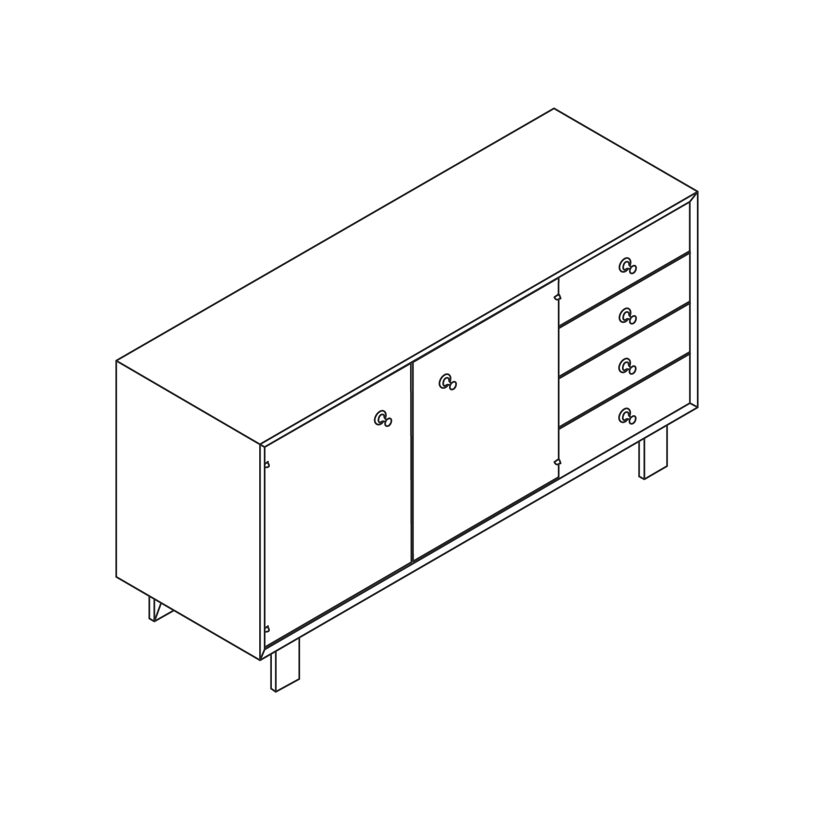 A line drawing - Nelson Basic Credenza A line drawing - Nelson Basic Credenza