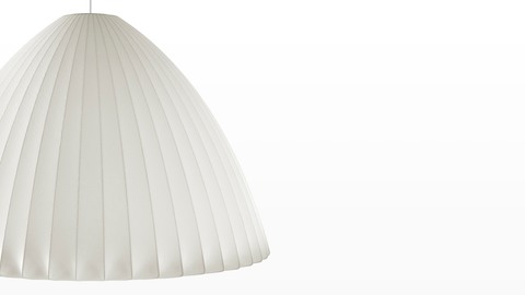 Close view of the Nelson Bell Bubble Pendant hanging lamp. Close view of the Nelson Bell Bubble Pendant hanging lamp.