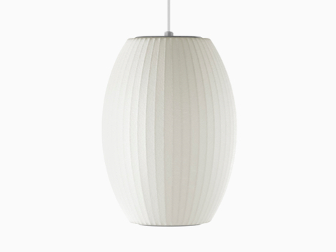A white Nelson Cigar Bubble Pendant hanging lamp. A white Nelson Cigar Bubble Pendant hanging lamp.