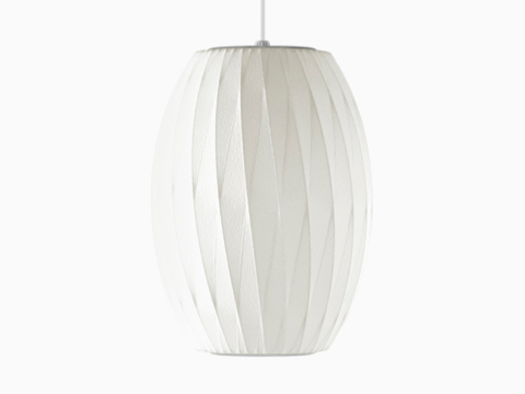 A Nelson Cigar CrissCross Bubble Pendant white hanging lamp. A Nelson Cigar CrissCross Bubble Pendant white hanging lamp.
