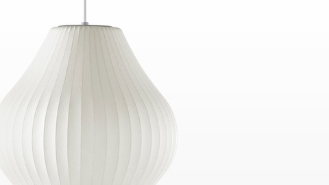 Close view of a Nelson Pear Bubble Pendant hanging lamp. Close view of a Nelson Pear Bubble Pendant hanging lamp.
