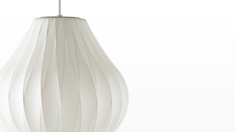 Close view of a the shade of a Nelson Pear CrissCross Bubble Pendant lamp. Close view of a the shade of a Nelson Pear CrissCross Bubble Pendant lamp.