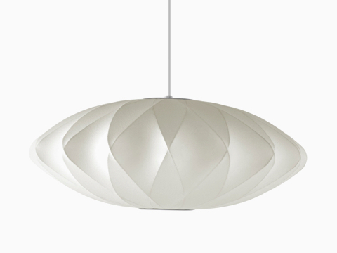 A white Nelson Saucer CrissCross Bubble Pendant lamp. A white Nelson Saucer CrissCross Bubble Pendant lamp.