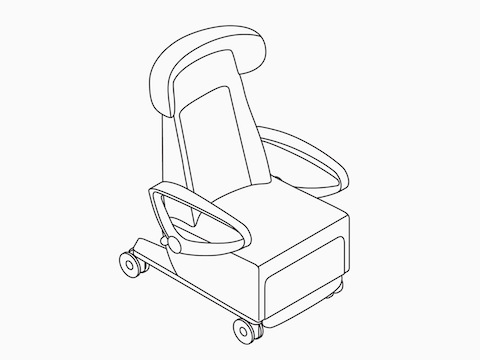 A line drawing of Nemschoff Ava Recliner–Wingback. A line drawing of Nemschoff Ava Recliner–Wingback.