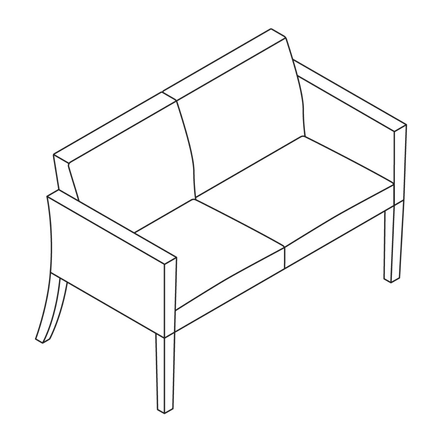 A line drawing - Nemschoff Brava Multiple Seating–Closed Arm–2 Seat A line drawing - Nemschoff Brava Multiple Seating–Closed Arm–2 Seat