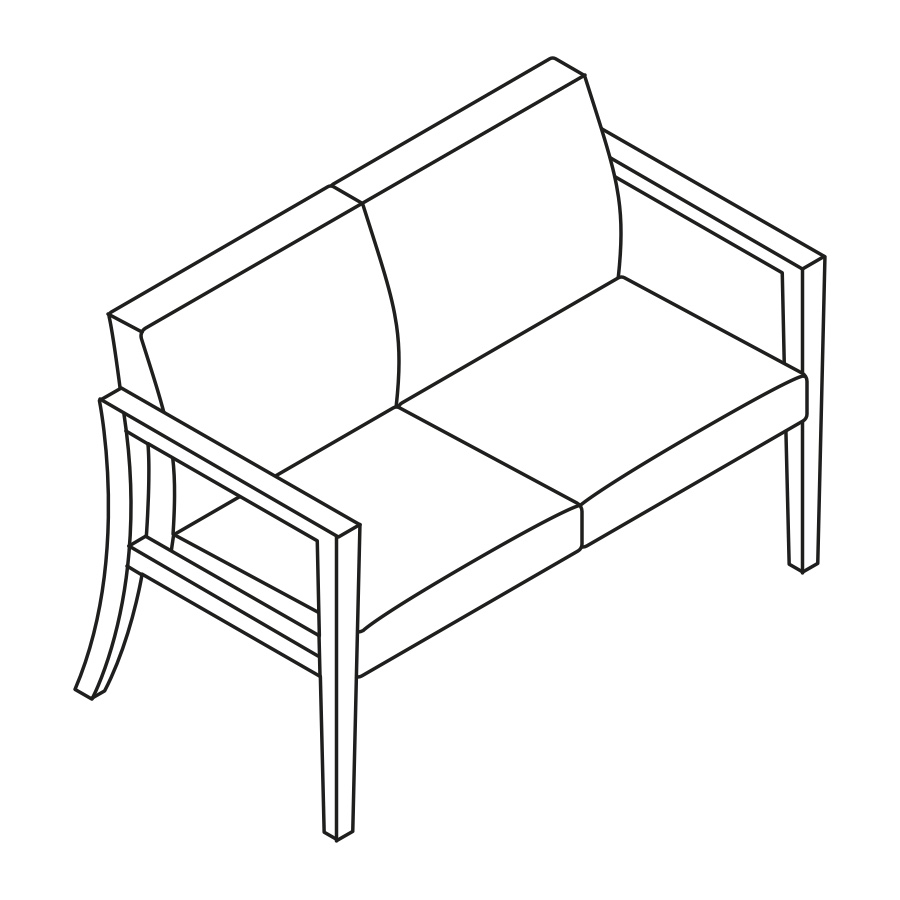 A line drawing - Nemschoff Brava Multiple Seating–Open Arm–2 Seat A line drawing - Nemschoff Brava Multiple Seating–Open Arm–2 Seat