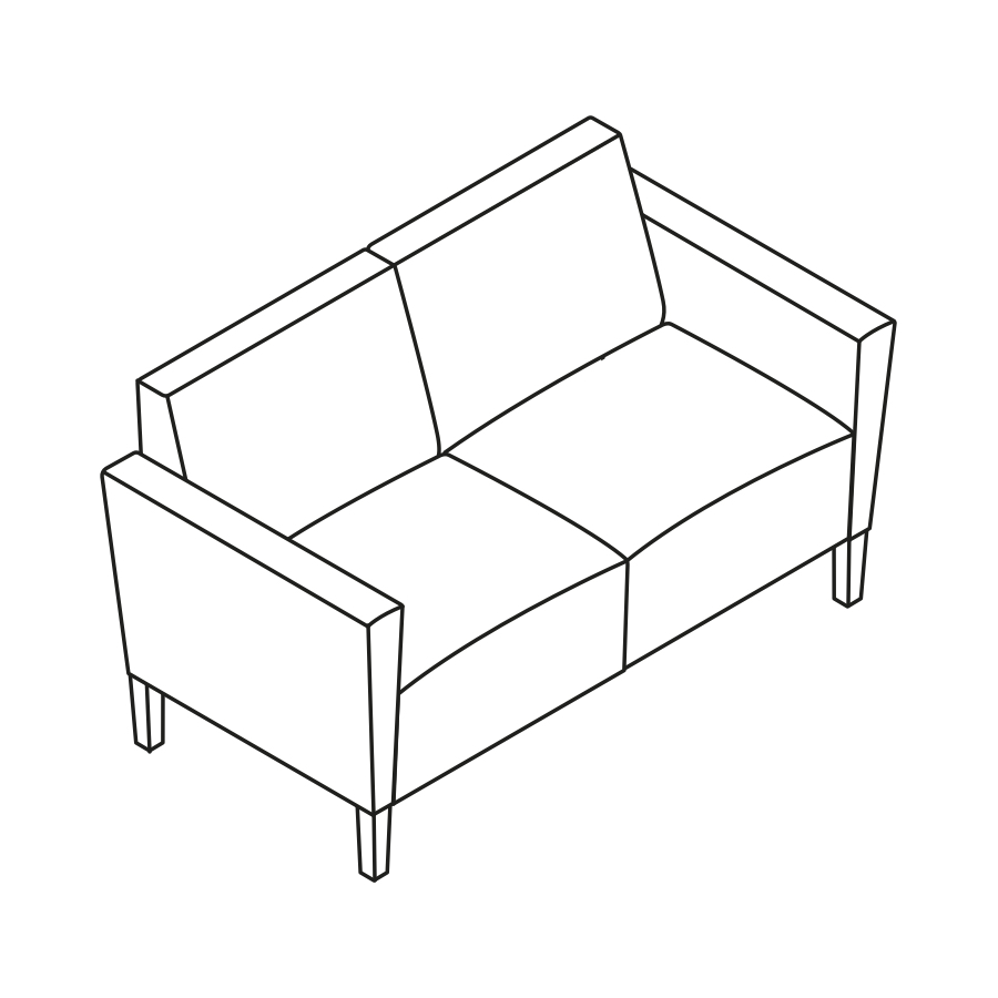 A line drawing - Nemschoff Brava Platform Multiple Seating–2 Seat–With Arms A line drawing - Nemschoff Brava Platform Multiple Seating–2 Seat–With Arms