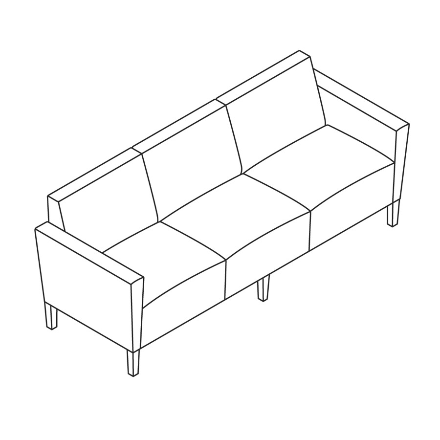 A line drawing - Nemschoff Brava Platform Multiple Seating–3 Seat–With Arms A line drawing - Nemschoff Brava Platform Multiple Seating–3 Seat–With Arms